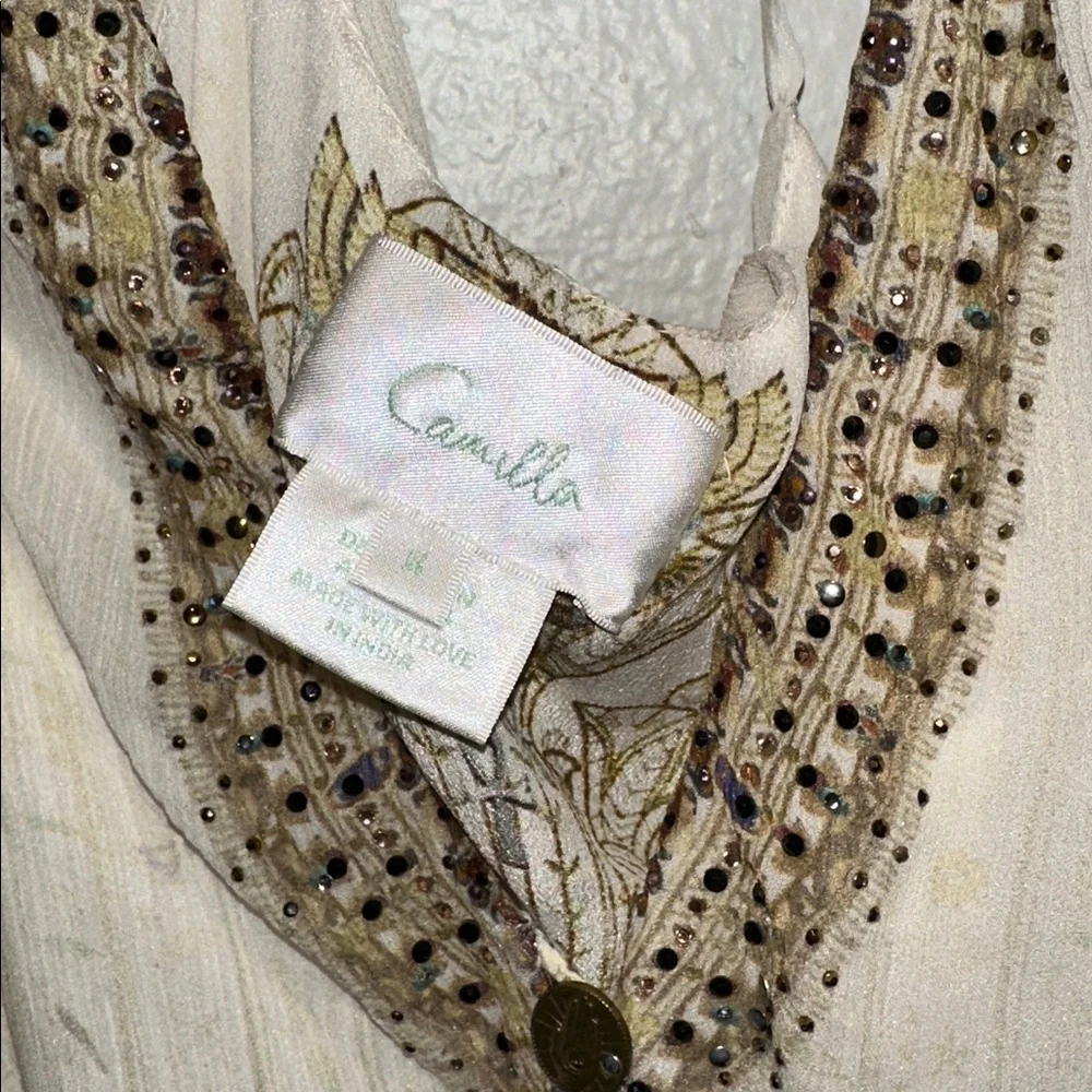 READ Camilla *The Queens Chamber white gold silk Egyptian Cleopatra boho dress S